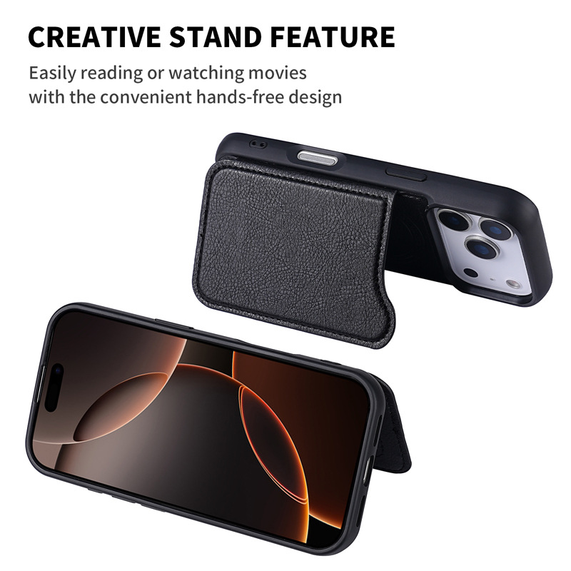 For Magsafe Magnetic Leather W - Leather Wallet Card Holder Phone Cover review and price