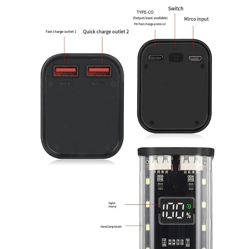 USB Type C Port Design 8X18650 - Power Banks review and price
