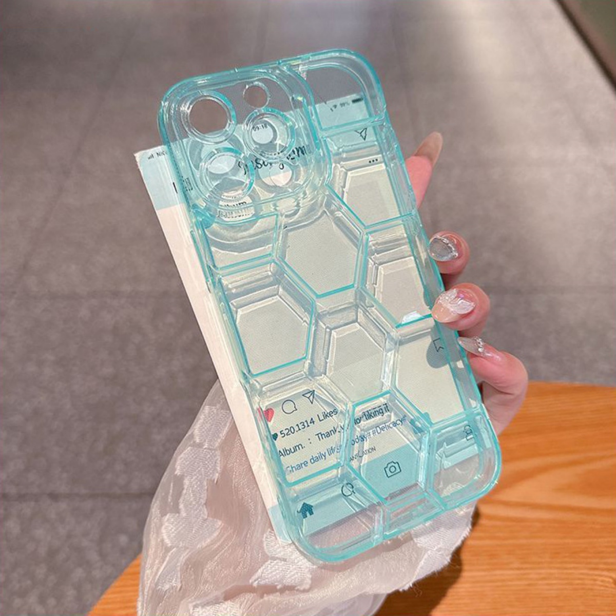 Honeycomb Geometric Football P - Clear Shockproof Bumper Case review and price